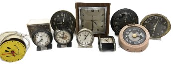 11 Pcs Vintage Electric Desk & Alarm Clocks & Wind-Up Big Ben And Others