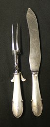 Antique Georg Jensen Silver/stainless Poultry Carving Set In Beaded Pattern- Made In 1926 - Silver Handles