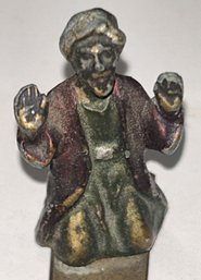 Austrian Cold Painted Bronze Letter Opener With Islamic Man Kneeling In Prayer Position, 6-1/8'L X 1.5'H