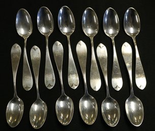 12 Coin Or Sterling Teaspoons Made By Benj. Goddard & Co. Worcester, MA 1869-1870 - 6.40 Ozt