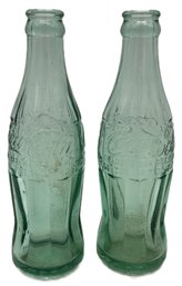 RARE 2 Pcs 1924 Coca-Cola Green Glass 6oz Bottles Patent D-105529 Bottoms Embossed Lowell MASS
