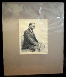 Portrait Of Herbert Hoover Pencil Signed By S.J. Woolf (1880-1948), Large Matted, Under Plastic, Unframed