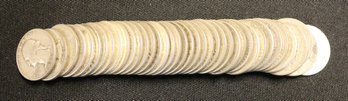 Roll Of 40 Mixed Date Silver Washington Quarters - Average Circulated Or Better