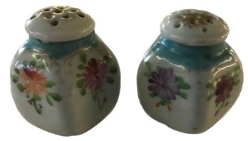 Pair Vintage Hand-Painted Floral Salt & Pepper Shakers