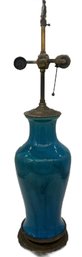 Vintage 2-Lite Peacock Blue Table Lamp, 30.5'H