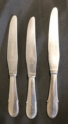 Three Vintage Georg Jensen Dinner Knives, Sterling Handle - Stainless Blades