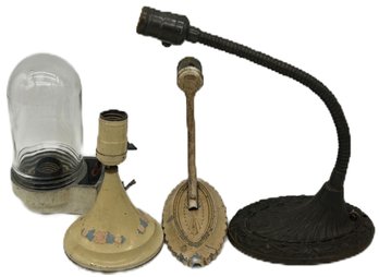 4 Pcs Vintage Art Deco Era Lighting, Goose Neck, 2-Wall Sconce & Outdoor Lantern