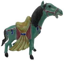 SMALL Vintage Miniature Chinese Tang Dynasty Style Porcelain Horse, 4' X 1' X 3.25'H