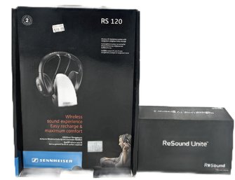 2 Pcs Gently Used - Sennheiser  RS-120 Wireless Headphones & ReSound Unite