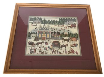Vintage Country Christmas Matted And Framed Print