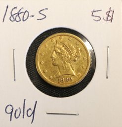 1880-S 5$ United States Liberty Gold Coin