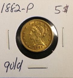 1882-P 5$ United States Liberty Gold Coin