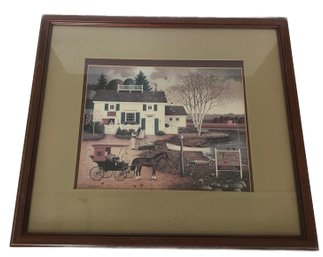 NIce Double Matted And Framed Country Print, Horse Buggy, Ducks, Millie Dingy, Plugs Lures