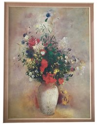 Double Matted And Framed Floral Print By ODILON REDON 'Flowers In A Chinese Vase'