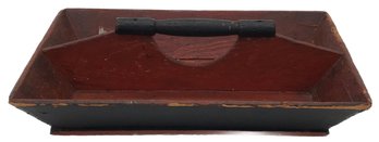 Wonderful Antique Primitive Flatware Tray With Original Red And Black Paint, 12' X 8.75' X 3.5'H