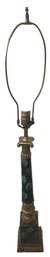Vintage Marblized Glazed Table Lamp On Bronze Plinth With Bronze Accents