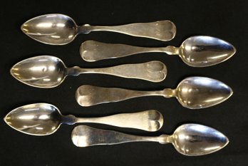 Six Coin Or Sterling Teaspoons Howland And Donnell Of Bath, Maine  - 3.12 Ozt -