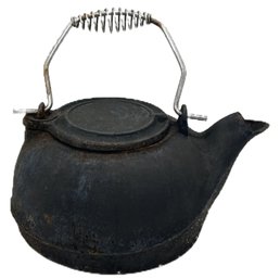 Vintage Cast Iron Fireplace Water Kettle, 10.5' X 8.5' X 10'H (Top Of Handle)