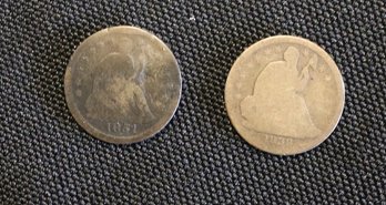 Two United States Half-dimes - 1838-P & 1851-0 -