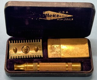 Vintage Gillette Safety Razor In Fitted Box Containing Extra Blade Case With Blades)  4' X 2' X .75'H
