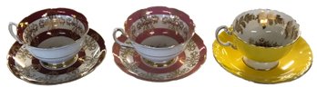 Elegant China Tea Cups And Saucers, 2 Sets-Royal Grafton And 1 Set-Ansley
