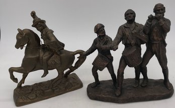 2 Pcs Statues, 1975 Austin Prod,10.5' X 10.5' Patriotic Trio (No Drumsticks) & Metal Musketeer