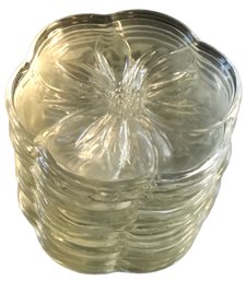 13 Pcs Clear Pressed Glass Flower Individual Butter Dishes
