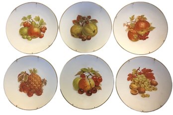 Set Of 6 - 8' Diam. Bareuther Bavaria Germany Fruit Plates With Hangers