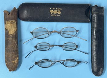 3 Pairs Vintage Eye Glasses Each With Case