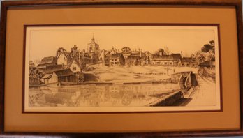 Signed Lithograph - 'Reflections At Finchingfield England - 1938.  John Taylor Arms (1887-1953)