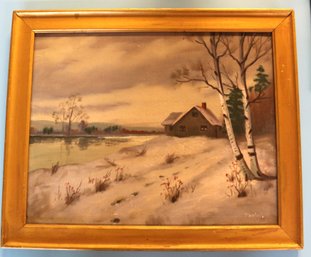 Oil Painting - Winter Landscape - Signed 'T. Bailey' - Frame Size - 23.5' X 19.25' - Image Size- 19.5' X 15.5'
