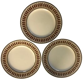 3 Pcs Matching Georges Briard 'ROYALE' Leaf Pattern Red, Gold And Black Patterned 7.5' Salad/Lunch Plates