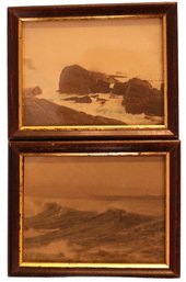 Two Small Framed Colored Photographs - Oceanfront - Framed Size 3.5' X 4.5' Image:3.75' X 3'.