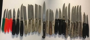 27 Various Types And Brands Of Kitchen Knives Including COMUS, Steak, Paring, Grapefruit And Others