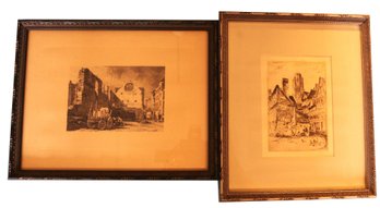 Two Framed Etchings - One Signed By John Taylor Arms 1925, Second Is Attributed To John Sell Cotman 1828