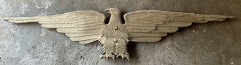 Vintage Large Carved And Brown Painted American Eagle Plaque With Approx. 63'W Spread Wings