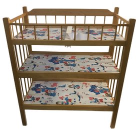 Light Wood Baby Changing Table With Pads And Safety Belt