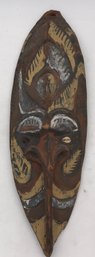 Vintage Carved African Mask With Cowrie Shell Eyes, 23.75'H