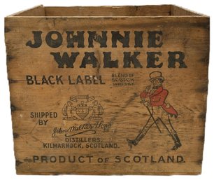 Vintage Johnny Walker Black Label Scotch Whisky Crate, Advertising, 13.5' X 10.5' X 11.5'H