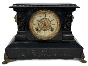 Antique Marble Ansonia New York Mantle Clock, 12.5' X 7.5' X 10.75'H