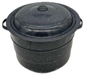 Vintage 1974 Home Canner Granite Splatter Porcelain Ware Pot With Canning Insert Rack, 14' Diam. X 12'H