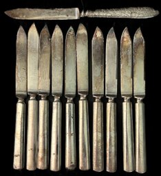 11 Pcs Vintage Silver Plate Fruit Knives, 10 Matching Marked Rogers & Bros Waterbury, And Other