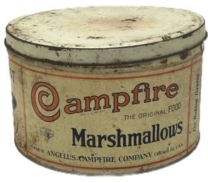 Large Vintage 5 Lbs. Campfire Marshmallows Tin, 10' Diam. X 6.25'H