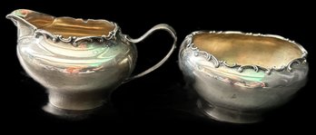Vintage Towle Solid Sterling Silver .925 Monogrammed Creamer & Open Sugar, 152.56 Dwt