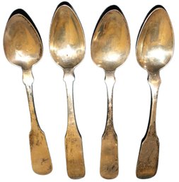 Four Coin Silver Teaspoons By Various Early Silversmiths - See List - Total Weight 1.89 Ozt
