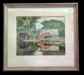 Vintage Lithograph 'Peaceful Waters' By Gene Pelham 1949 Framed Litho 31.37' X 28.75'H