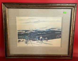 Vintage Framed Print #931 Wyeth Mt Kearsage, 21.5' X 17.5'H