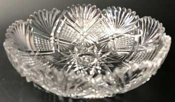 Stunning Vintage Heavy Quality Sharp Cut Lead Crystal Centerpiece Bowl, 9' Diam. X 2-1/4'H