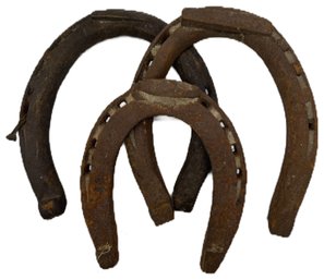 3 Pcs Vintage Rusty Horse Shoes As Found In Barn