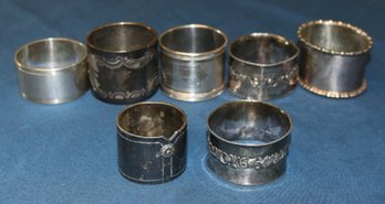 Group Of Seven Napkin Rings - Two Marked Sterling - One With An Interesting Civil War Connection